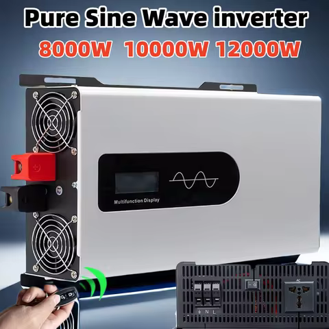 10000W 12000W Pure Sine Wave Inverter 10KW DC 12V 24V 48V To AC 110V 220V Portable Charger Solar Off