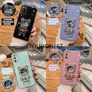 Casing Samsung Galaxy S21 Ultra Case Samsung J7 Prime Case Samsung Note 10 Plus Case Samsung  S20 FE Case Samsung J7 pro Cover Glitter Liquid Quicksand Astronaut Bracket Soft Phone Case