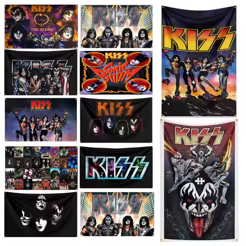 60x90cm/90x150cm Rock Band Rock Heavy Mental K-KISS-S Flag Tapestry Banner For Decorations Bedroom L