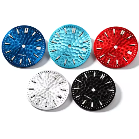 31mm Hydraulic Hammered Texture Watch Dial Embossed Press‑formed Lume No Logo For Seiko NH35 4R35 Mo