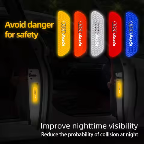 4Pcs Car Door Safety Warning Sticker Reflective Mark Decal For Audi Sline A3 Q3 A1 Q7 A4 B8 B7 A6 C7