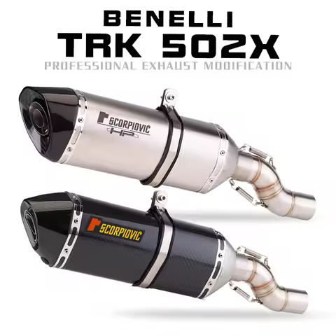 TRK502X Motorcycle Exhaust Carbon Fiber AK Muffler Escape Moto Modified Slip on Pipe For Benelli TRK