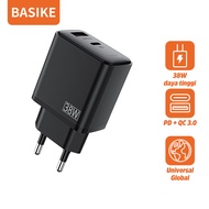 BASIKE Kepala Charger Fast Charging Type-C+USB 38W PD QC3.0 Quick Charger Travel for MFi iPhone 15 14 13 pro Max 13/12/11/XS/XS Max/XR/X/8 /8 plus/7 plus xiaomi vivo oppo samsung huawei Adapter Telepon