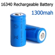 LC 16340 CR123A 3.7V 1300mAh Li-ion Rechargeable Lithium Battery Charger Bateri Cas