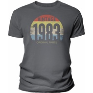 Men's cotton T-shirt 40th Birthday Gift Mens Tshirt - Vintage 1983 Original Parts Retro Birthday - 0