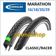 Schwalbe MARATHON CLASSIC / RACER Bicycle Tyre 16 / 18 / 20 /26 / 29 inch and Tube