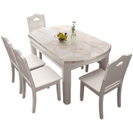 【TikTok】#Dining Table Household Dining Table Dining Table Small Apartment Solid Wood Marble Dining-Table Stone Plate Din