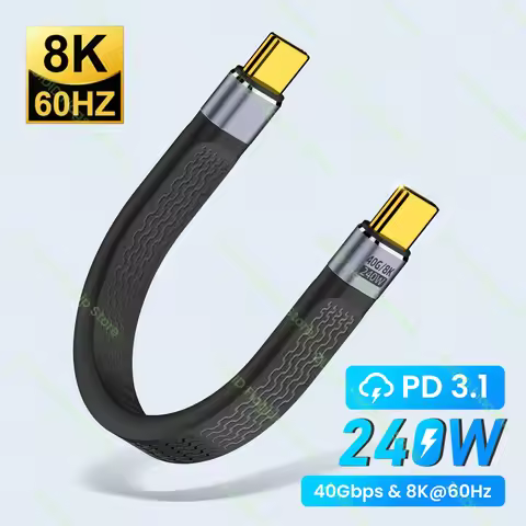 PD 240W USB 4.0 Gen3 FPC Cable 5A Fast Charging USB C to Type C Cable Thunderbolt 3 8K@60Hz Cable US