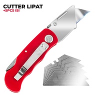 Cutter Lipat Pisau Silet Folding Knife Praktis Free isi 5 Pcs - 6598