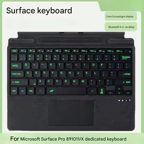Word Backlit Bluetooth Keyboard for Microsoft Surface Pro11 10 9 8 X Russian Spanish Arabic Portugue