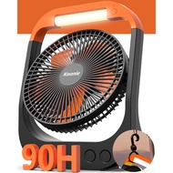Atenge 8 inch 20000mAh Camping Fan with LED, 90hrs Rechargeable Battery USB Fan with 4 Speeds 350°He