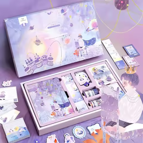 Cute Cartoon Fairy Tale Style Hand Ledger Gift Box Set Ins Style Student Notebook Hand Ledger Set