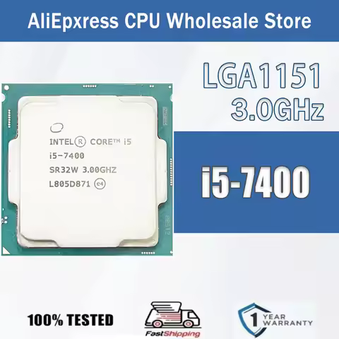 Intel Core i5-7400 4 Core 4 Thread 3.0GHz 65W 6MB Cache 14nm Kaby Lake DDR4-2133 MHz SR357 LGA 1151 