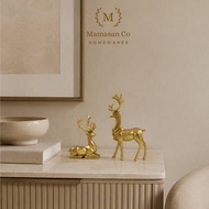 Aurelia Golden Deer Figurine Set I Gold Deer Display Minimalist Christmas Living Room Table Decorati
