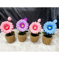 FUZZY WIRE FLOWER POT SUNFLOWER,LILLY, DAISY, MINI DAISY