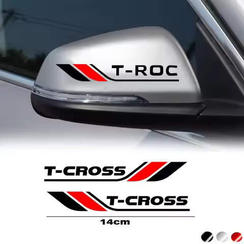 2x Reflective Car Rearview Mirror Sticker For Volkswagen VW T-ROC T-CROSS