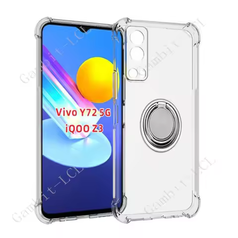 For Vivo Y72 5G Global Y53s Y52 5G V2053 V2041 V2073A Back Ring Holder Bracket Phone Cover TPU Soft 