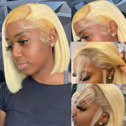613 Blonde Bob Wig 7x6 Glueless Human Hair 13x6 Bob HD Lace Front Wigs Straight 613 Bob Wig Pre Pluc