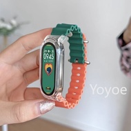 Clear Case + Silicone Ocean Strap for Xiaomi Mi Band 9 8 7 6 5 4 3 NFC Watchband Bracelet Replacemen