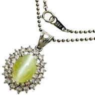 สร้อยคอ Chrysoberyl Cat's Eye 4.76ct เพชร 1.08ct Pt900 Platinum/Pt850 Platinum 10.2g 40cm สำหรับสตรี