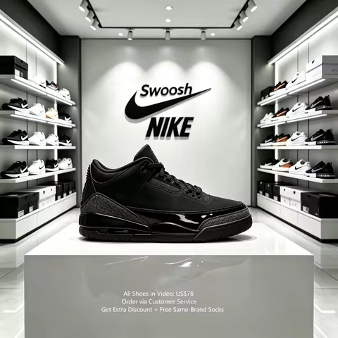 Nike Jordan Air Jordan 3 Black Cat Mid Retro Basketball Shoes Unisex CT8532-001