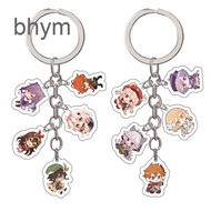 bhym Anime Genshin Impact Cute Keychain Kaedehara Kazuha Kamisato Ayaka Diluc Cosplay Key Chains Acrylic Pendant Keyring Cartoon Key Chains