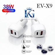 ENCOM - EV-X9 38W Fast Charging Dual Port Usb A + Type C PD Car Charger Saver Motorcycle/