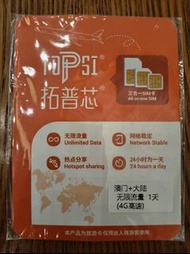 PSI 澳門+大陸 1天無限流量 SIM卡