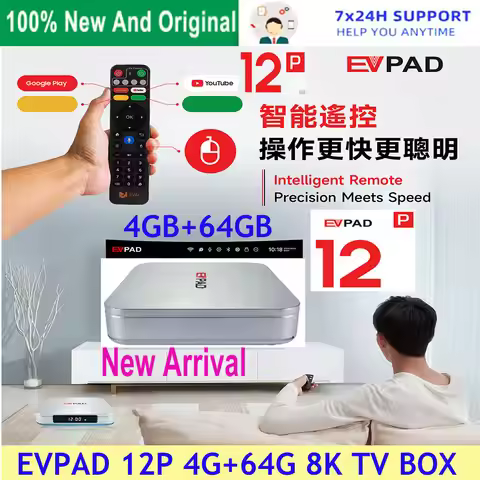 [Genuine] 2026 newest EVPAD 12P official store 4G 64G Japan Korea 8k smart tv box hot sell In Asia S