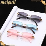 MEIGUII Rimless Rectangle Sunglasses Frameless Eyewear Gradient Fashion Shades