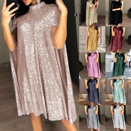 IBUY Spring 2025 Sequined Dress - Loose Fit Stand Collar