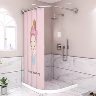 ชุดม่านอาบน้ำในห้องน้ำราวโค้งกันเชื้อราสำหรับห้องน้ำแบบไม่เจาะรูผ้ากันน้ำสำหรับอาบน้ำแบบ L ม่านกั้นห้อง