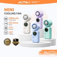 ALLTOU Mini Cooling 100-Speed Turbo Digital Display Portable Handheld Fan (5000mAh)