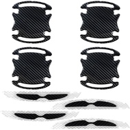 8PCS Universal Car Door Handle Scratch Protector, 3D Carbon Fiber Reflective Sticker, White