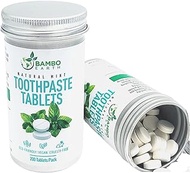 200 Pack Natural Toothpaste Tablet Bits - Chewable Mouthwash Whitening Bite Tablets for Teeth SLS &amp; Fluoride Free Eco &amp; Travel Friendly - Zero Waste Packaging - Mint &amp; Activated Charcoal (Peppermint)
