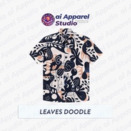 KEMEJA Premium Short Sleeve Adult Shirt - Ai Apparel Studio x HMSTR - Leaves Doodle