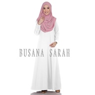 Jubah Putih Muslimah Umrah Wanita Perempuan Cantik Plain Ironless Plus Size White Dress S to 6XL