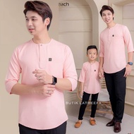 KURTA ADAMY PEACH AYAH ANAK PREMIUM | KURTA LENGAN 3 SUKU | KURTA BAYI BUDAK LELAKI