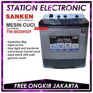 MESIN CUCI SANKEN TW 8828 HGY 8KG 2 TABUNG TW-8828HGY 8KG X-TOR