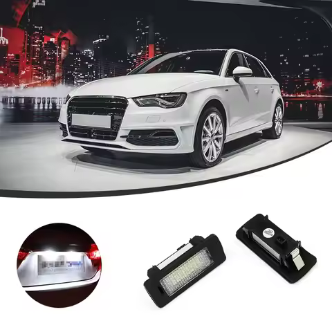 2Pcs LED Car License Plate Lamp 8T0943021 Accessories For Audi A4 (B8) 4-door Sedan/5-door Avant S4 