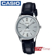 ส่งฟรี !! Casio นาฬิกาข้อมือผู้หญิง สายหนัง รุ่น LTP-V005L-7BUDF (หน้าขาว/เงิน)