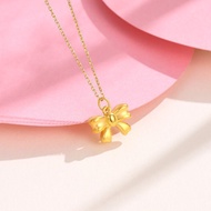 916 Gold Pendant - Festive Bow Bell /diy charm gold 916