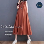 Salsabila midi linen rami premium/midi dress tanpa lengan/midi lengan pendek/midi dress terbaru 2023