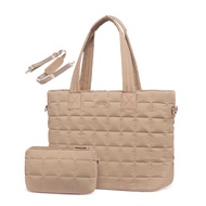 Womens Down Tote Laptop Bag Quilted Zip Puffy Work Tote sey