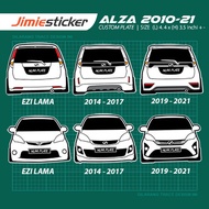 Sticker kereta Alza, Sticker Belakang, Custom Warna dan Nombor Plate.