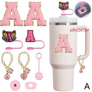 Love Letter Cup Chain Pendant Butterfly Letter Straw Cover Anti-dust Cover Leak-proof Plug Letter St