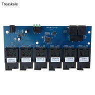 TREA 100M Fiber Optics Transceiver 2 RJ45 to 6SC 20KM Fiber Optics Converters PCBA Board
