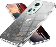 Anlalish Compatible with Oppo Reno 11 Case Glitter Clear Cases, Oppo Reno 11 Phone Case Silicone Plating Fundas Protection Shockproof Bling 2 in 1 Cover for Girls (Silver)