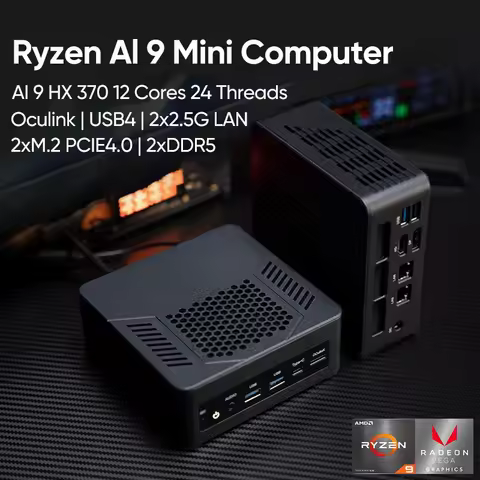Mini PC AMD Ryzen AI 9 HX 370 365 /R7 PRO 360 Mini Computers 4K Display &USB4&Oculink 2.5G Dual LAN 