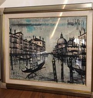 免運! 畢費-威尼斯運河 BERNARD BUFFET Le Grand Canal de Venice 骨董 古董畫